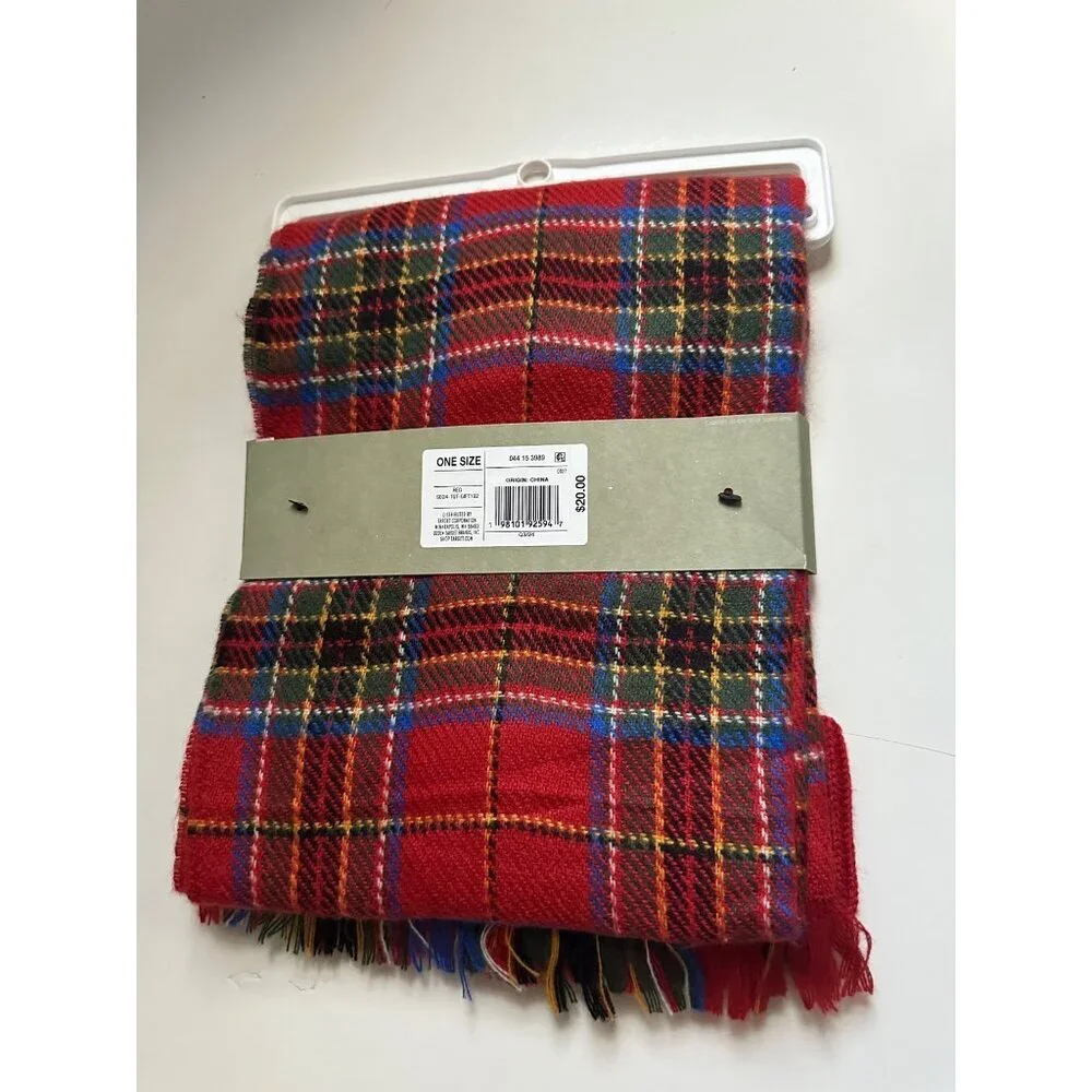 Goodfellow & Co Red Plaid Scarf & Beanie Gift Set~ New w/Tag